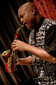 Horace Alexander Young playing sopranino saxophone.