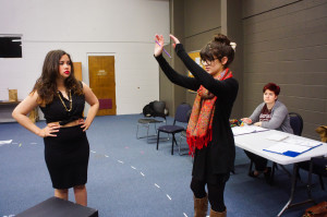Center, Rachel Shuford gives feedback following a run during a rehearsal for 'The Devil is in the Details' on February 17, 2015. Photo by Luke E. Montavon/THe Jackalope