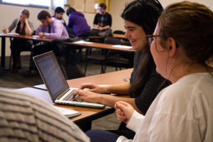 Creative writing majors collaborate during a writing exercise. Photo by Ash Haywood 