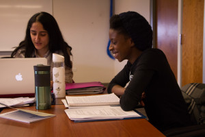 Students work together on a writing exercise in the style of a Greek chorus. Photo by Ash Haywood 
