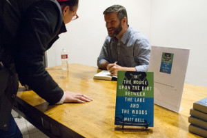 Students line up to chat will Matt Bell and purchase a signed copy of his latest book. Photo by Ash Haywood 