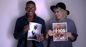 Thomas and Romero holding the covers of the January and February issues