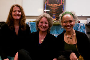 Teachers Shanna Marsh and Corine Franklin with sound healer and medicine woman Gina Breedlove. Photo by Whitney Wernick.