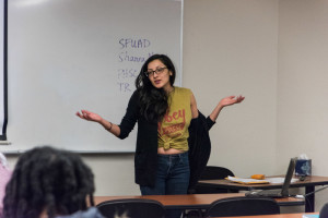 Amy Puente presents her social media presentation. Photo by Sasha Hill