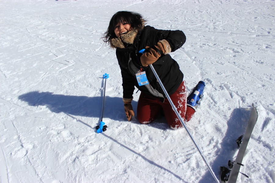 Despite many falls, the first-timers had a lot of fun and finally learned to ski. Pictured: Patricia Baena