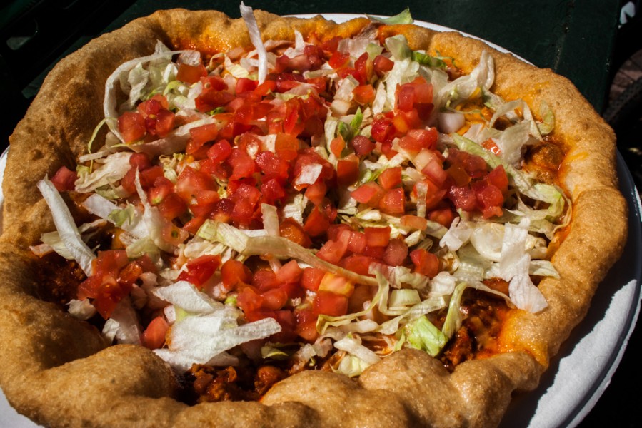 Fully loaded Indian taco ready for consumption. Photo by Chris Stahelin