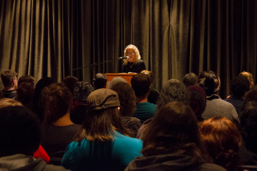 Dwyer held command over her audience in SFUAD’s O’Shaughnessy Performance Space. Photo by Shayla Blatchford.