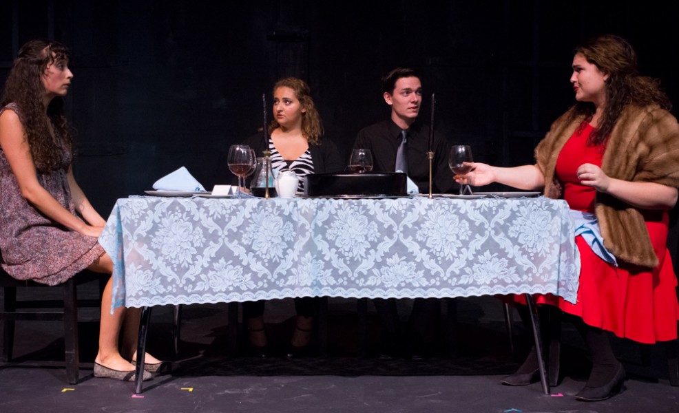 Avery Breyne-Cartwright (Far Left) as Jean, Andi Starr (Center Left) as Hermia, Mitchell Mack (Center Right) as Dwight, and Chloe Torblaa (Far Right) as Mrs. Gottlieb