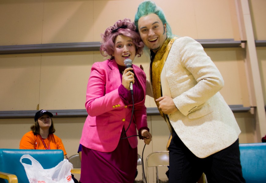 Rochelle Esquera and Chad Evett dressed up as hosts Effie Trinket and Caesar Flickerman.
Sandra Schoenenstein