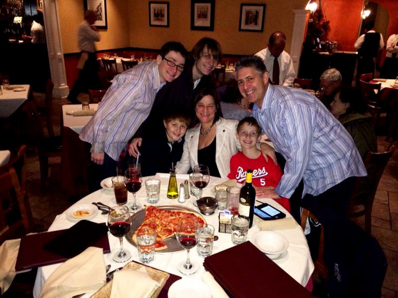 Abe Schor reunited to dinner with his family in Chicago.