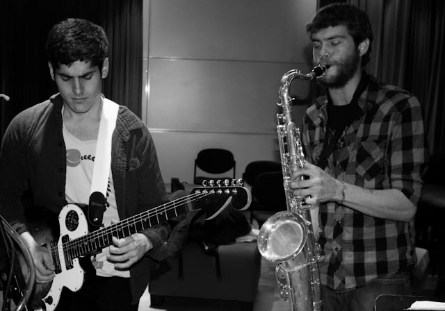 Matt Ruder on guitar and Dan Mench-Thurlow on saxophone