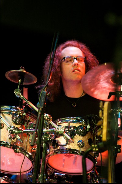 Ryan Browm, the drummer of Dweezil Zappa band at Greer Garson Theatre. Photo by Andres Abella