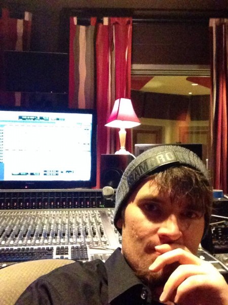 Conor Handolson recording in the studio