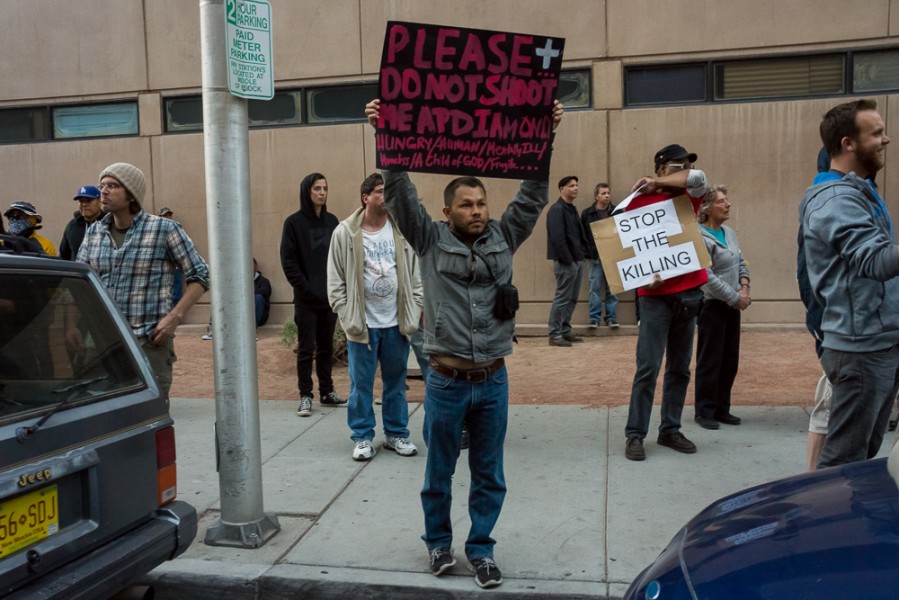Many homeless people came to the Boyd protest to safely voice their concerns. Photo by Luke Montavon 