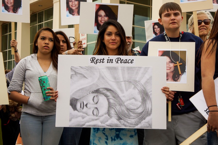 Family and friends of Jeanette Anaya, drew heavy support for the April 11 protest. Photo by Luke Montavon
