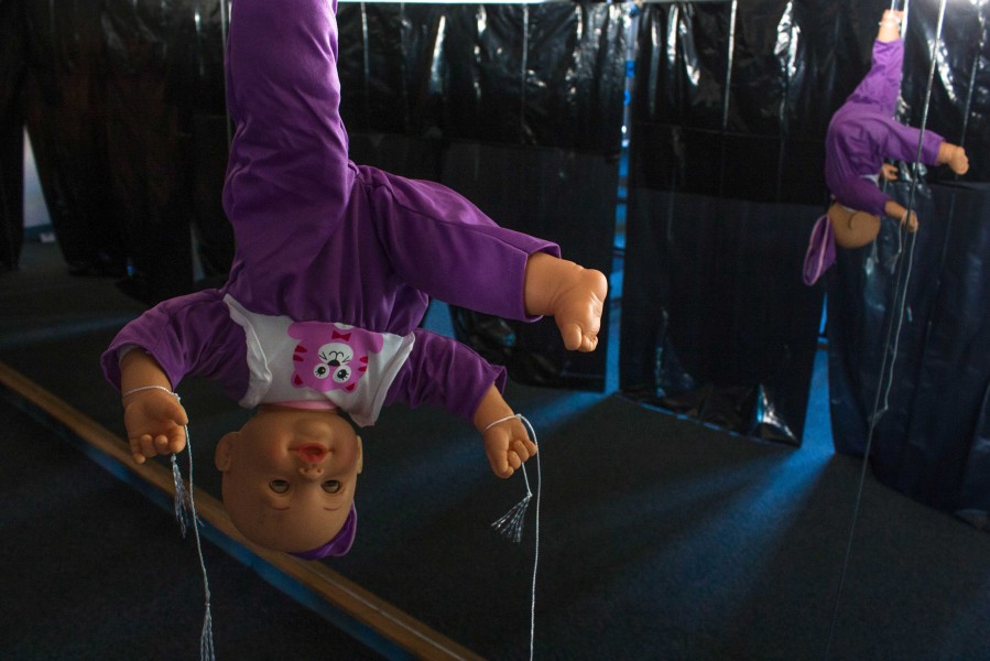 Doll hanging at Discroll Fitness Center, which has been arranged for Halloween. photo by Humberto Loeza