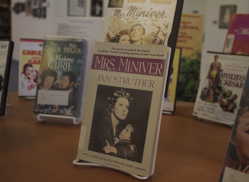 The novel of Mrs. Miniver and the movie Mrs. Miniver both available for checkout in Fogelson Library