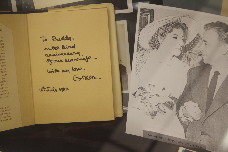 Among Garson’s momentos: a book given from Garson to her husband on their anniversary. Photo by Charlotte Martinez