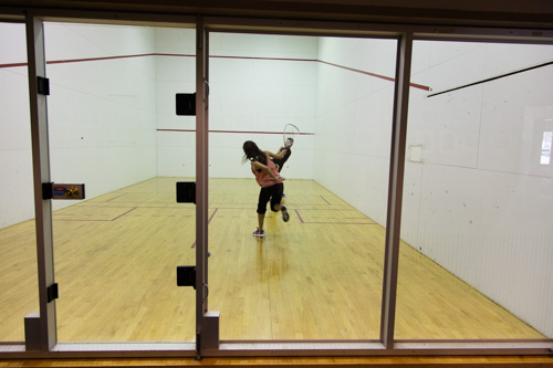 Students play racquetball.