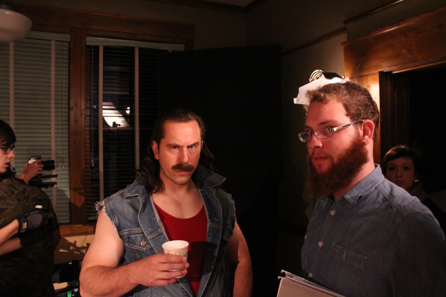Film School Alumni Matt Page (“Enter the Dojo”) and “The Disposables” director, Film major Peter Crowder pierce the lens with intensity and facial hair. Photo by Zack Eatmon-Ponciano