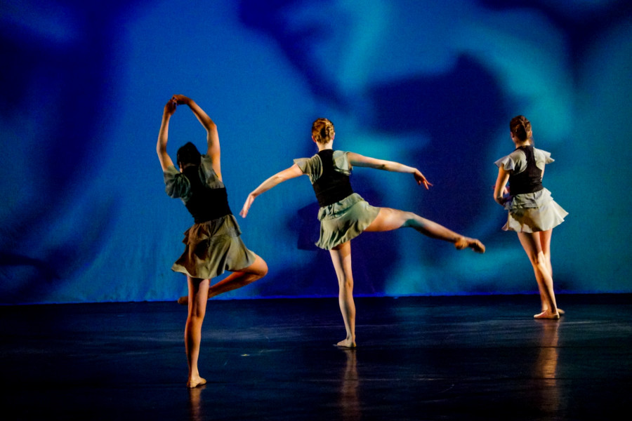 From left, Alex Chavez, Brittany Kriechbaumer, and Victoria Stines in the Spring 2015 Dance Concert at the Armory for the Arts. Photo by Luke E. Montavon/The Jackalope