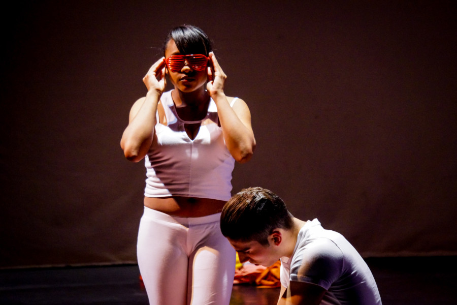 From left, Rhianna Westbrook and Ramiro Leal in the Spring 2015 Dance Concert at the Armory for the Arts. Photo by Luke E. Montavon/The Jackalope