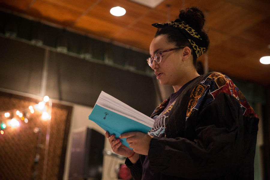 Chantelle Mitchell reads her own work from the Spoon.  photo by Jessie Leigh