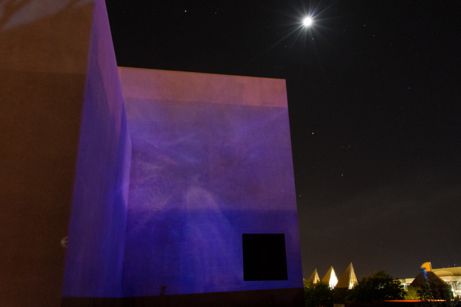 Chris Stahelin’s projection piece during the rehearsal for Outdoor Vision Fest. Photo by Ash Haywood.