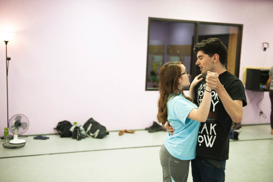 Students rehearse blocking for the New Student Show. Photo by Forrest Soper.
