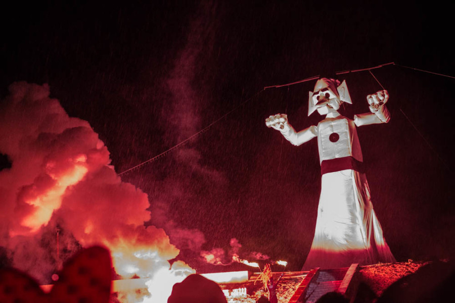 Approximately 48,000 people braved the rain to attend the 91st burning of Will Shuster’s Zozobra on Sept. 4 2015. Photo By Kyleigh Carter.