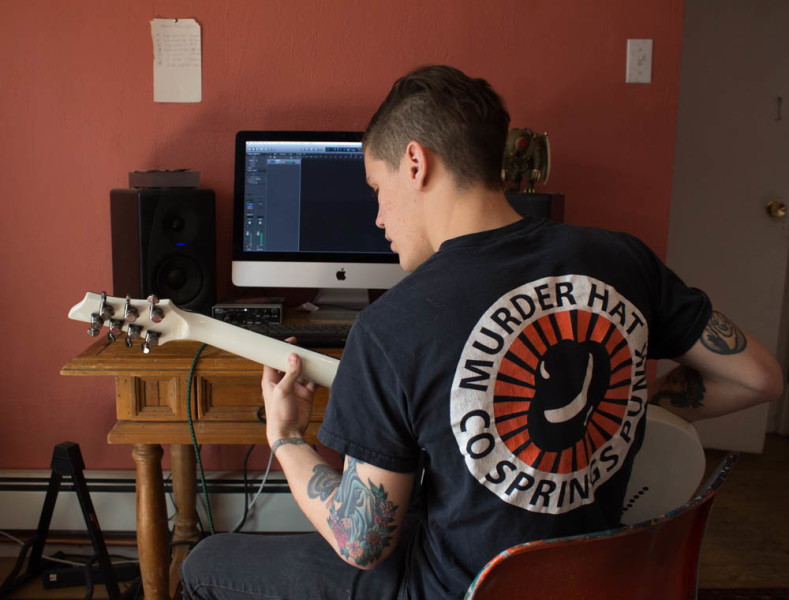Alex Monasterio writes all of his music from his home off campus. Photo by Kyleigh Carter.