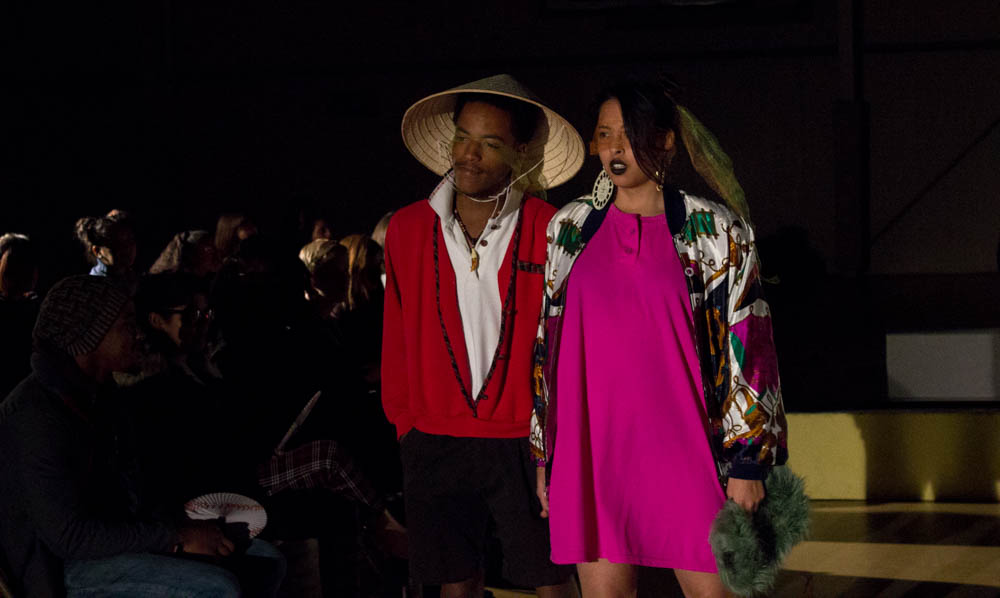 Charles Simon and Sara Oquendo strut their stuff at the fall fashion show. Photo by Kyleigh Carter.