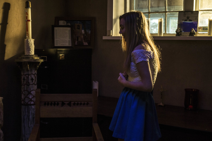 Behind the scene shot of Katie Rose Law in  the student film, “Spirits of the Art Building.” Photo by Marco Rivera