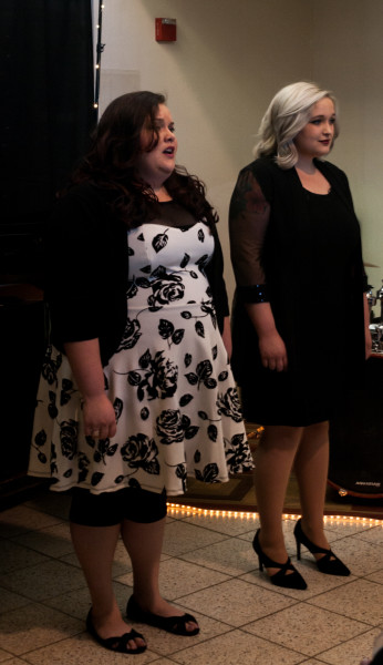 Elise Stoffer starting off her senior recital with a duet with her sister Sarah. Photo by Whitney Wernick.