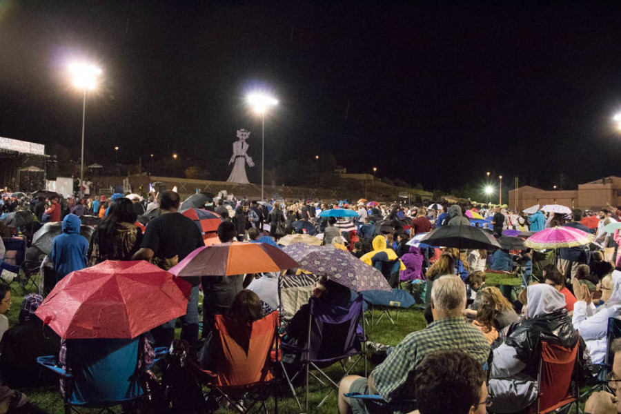 The rain couldn’t hold back the crowd from Zozobra. Photo by Chris Dorantes