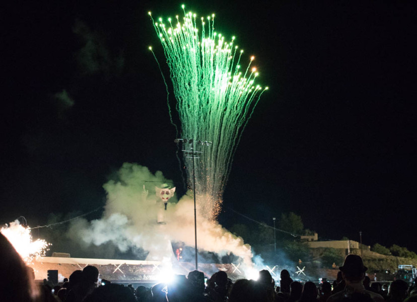 Fireworks explode over Zozobra. Photo by Chris Dorantes