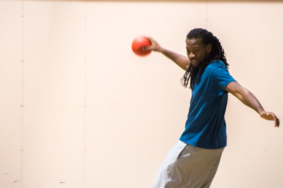 Despite the competitive nature of the game, the gym holds an overall light and friendly atmosphere on dodgeball nights. Photo by Jennifer Rapinchuk 