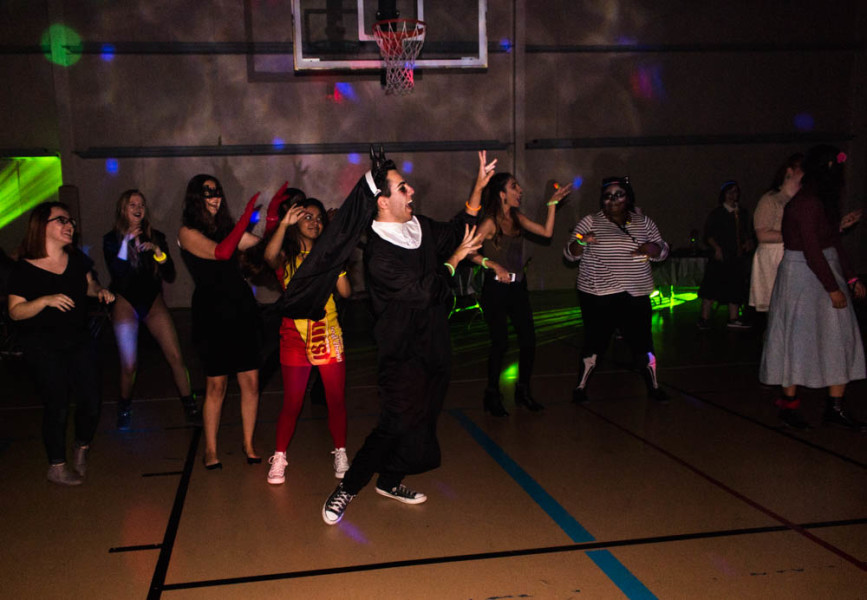 Dante Parker and his fellow Sfuadians dancing the night away at the Halloween dance to the sounds of Thriller. Photo by Yoana Medrano.
