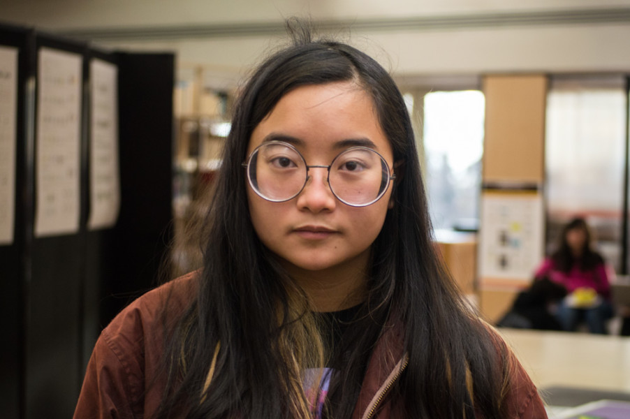 “Shocking. Defeated. Are my friends safe? Is my community safe? Lost.” Yen Hoang, sophomore graphic design major. Photo by Jennifer Rapinchuk