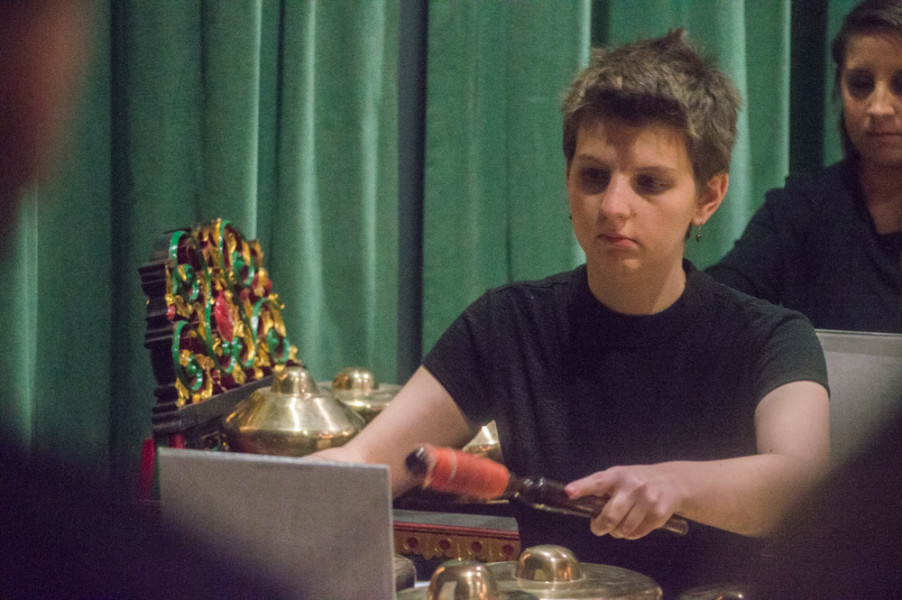 Senior Contemporary Music Major Maria Siino composed three pieces for the Gamelan ensemble to perform during her senior show. Photo by Jennifer Rapinchuk.