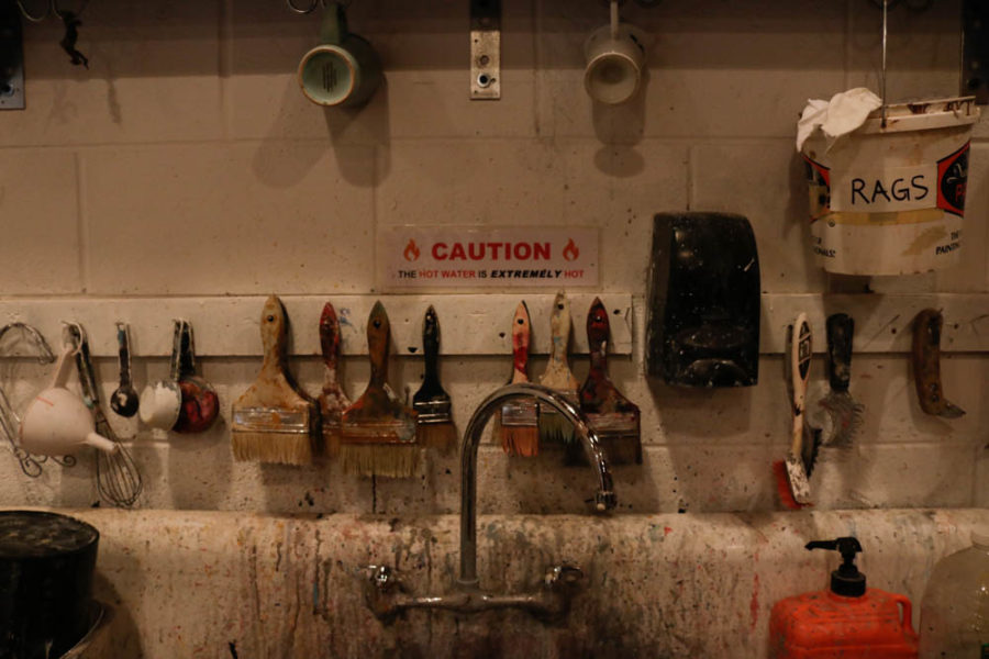 Pictured here is the wash station primarily used for paint brushes. Photo by Jesus Trujillo