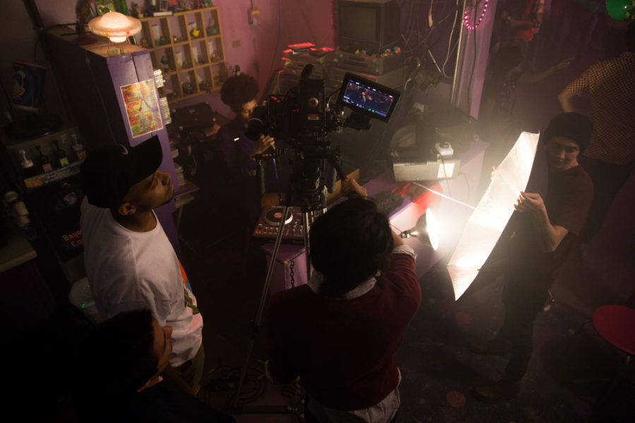 La Charles Trask and crew setting up a shot for his music video. Photo by Jason Stilgebouer