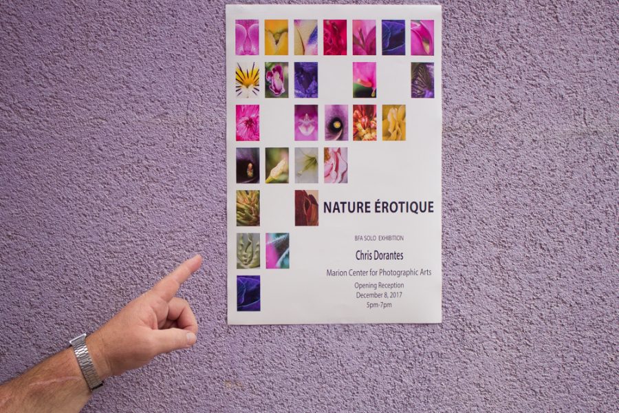 Chris Dorantes’ BFA solo exhibition  “Nature Érotique,” takes place on Dec 8, 5-7 p.m. at the Marion Center for Photographic Arts.