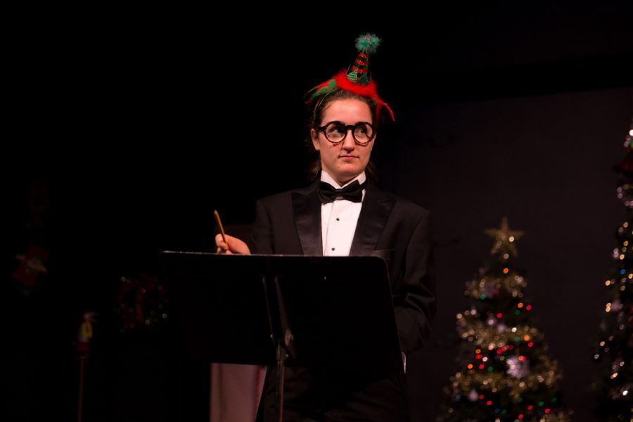 Sicily Ranieri character performs as the pianist during the ‘The Semi-Amazing, Sort of Sensational, Almost Unbelievable Christmas Spectacular’ photo by Jason Stilgebouer.